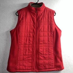 Columbia Sportswear Womens Red Sherpa Lined Full Zip Quilted Vest Medium